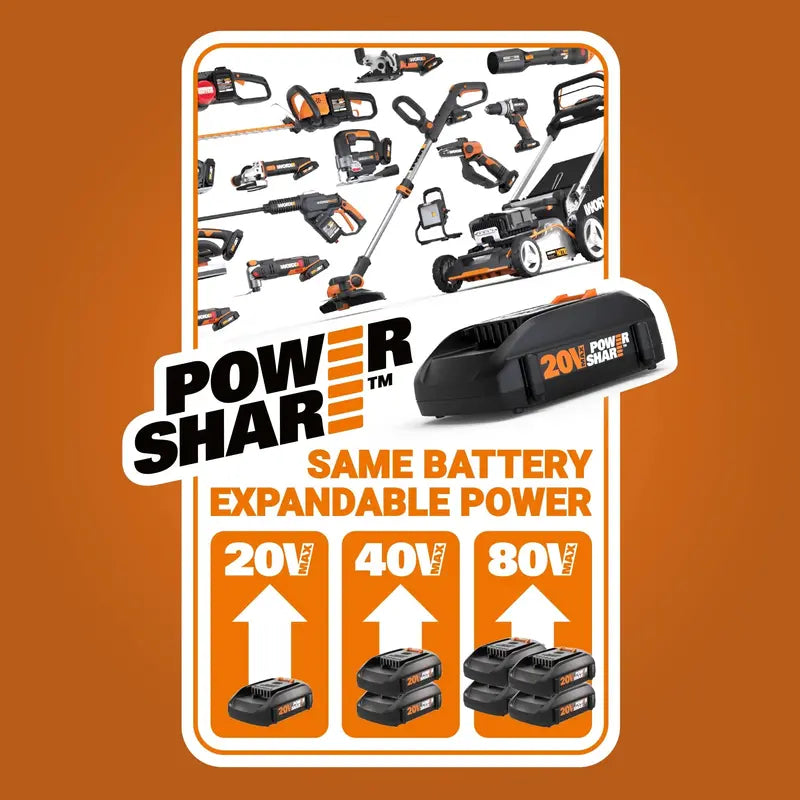 WORX 20V Cordless Trimmer & Edger, 12in Cutting Diameter, 2 Batteries - WG163