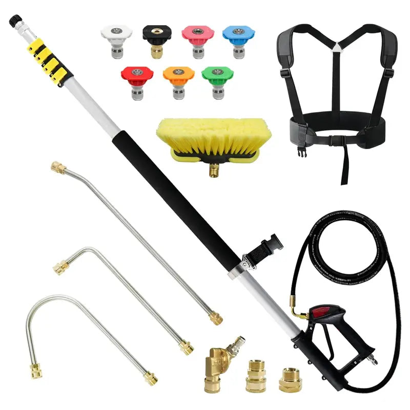 JANZ Telescoping Pressure Washer Wand, 24FT Aluminum With 7 Nozzles And Brush - TW-004