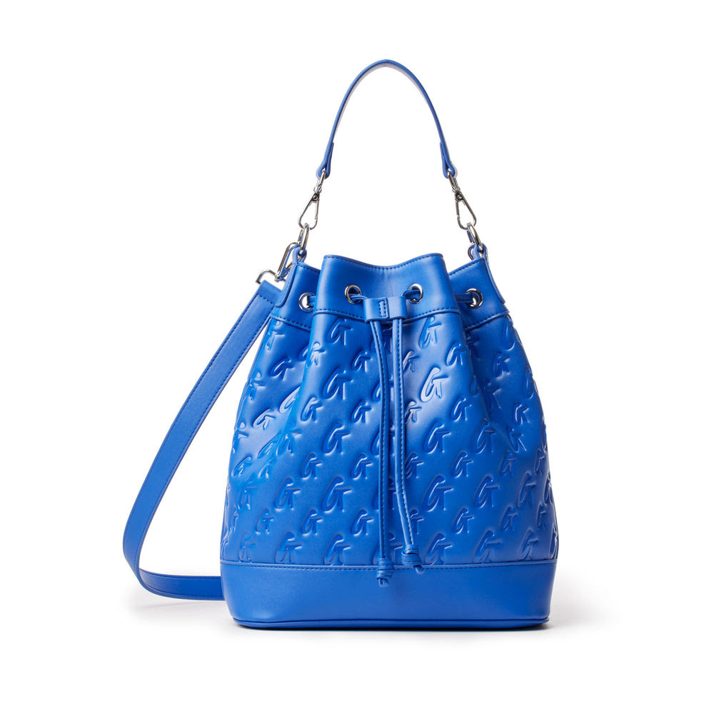 Large Vegan Leather Bucket Bag - Blue