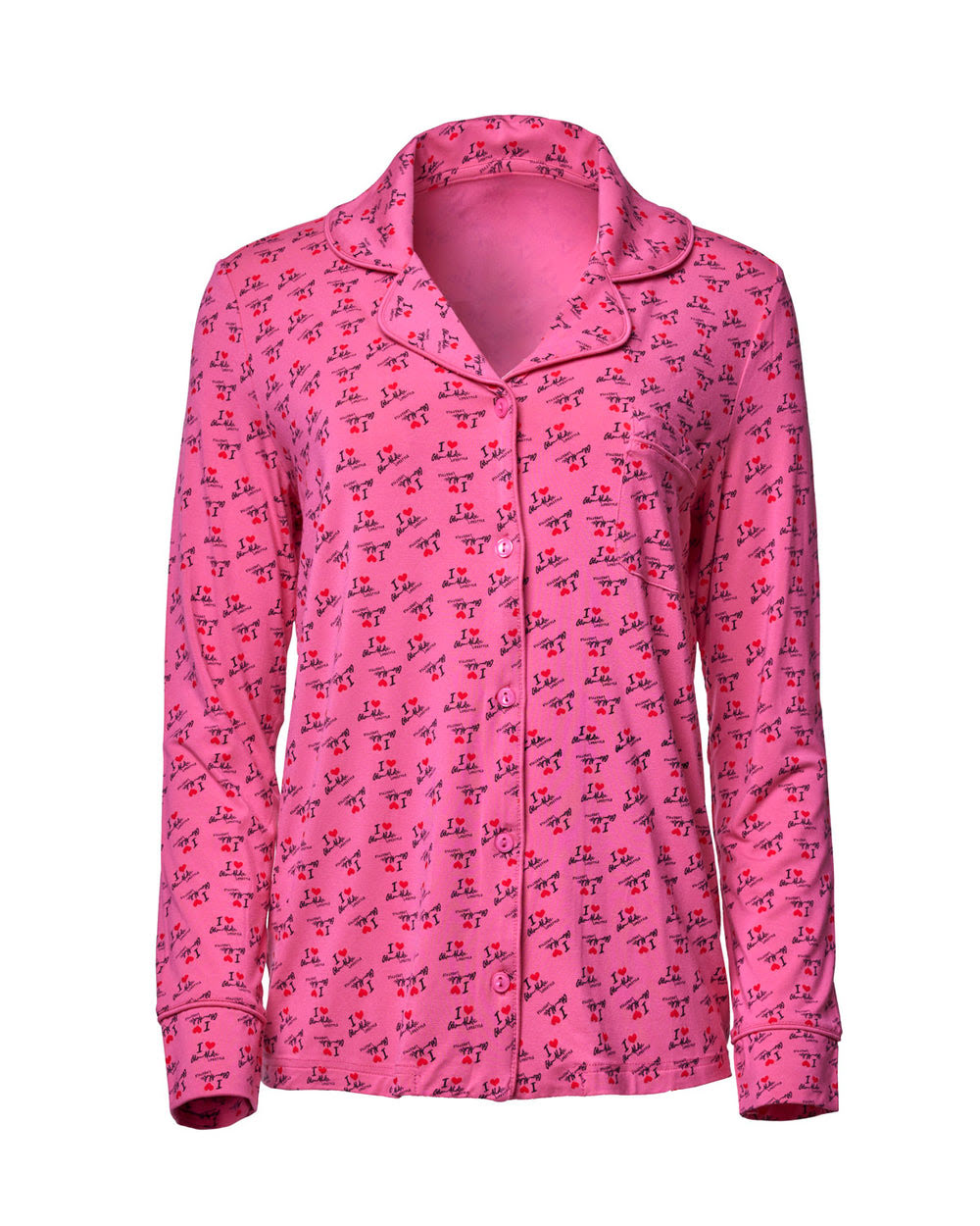 Long Sleeve Pajama Set - Hot Pink
