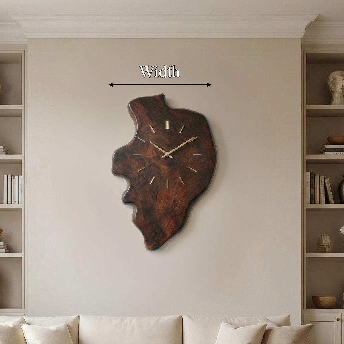 Handcrafted Live Edge Wood Wall Clock Living Room Wall - view 6