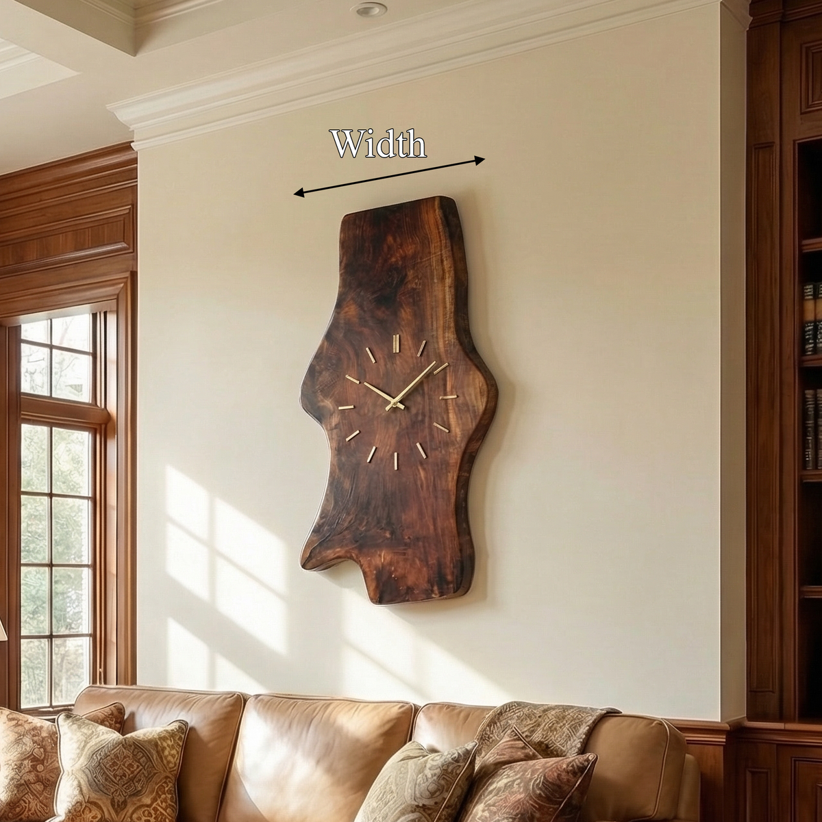 Rustic Live Edge Wood Wall Clock Solid Wood Living Room - view 6