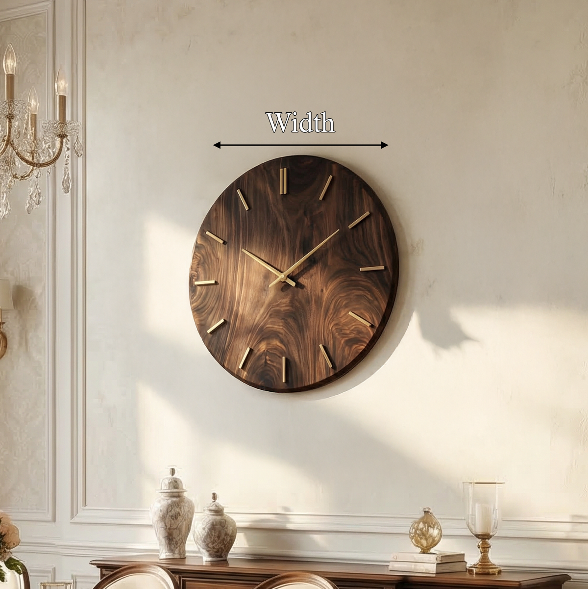 Modern Round Solid Wood Wall Clock Natural Wood Living Room - view 6