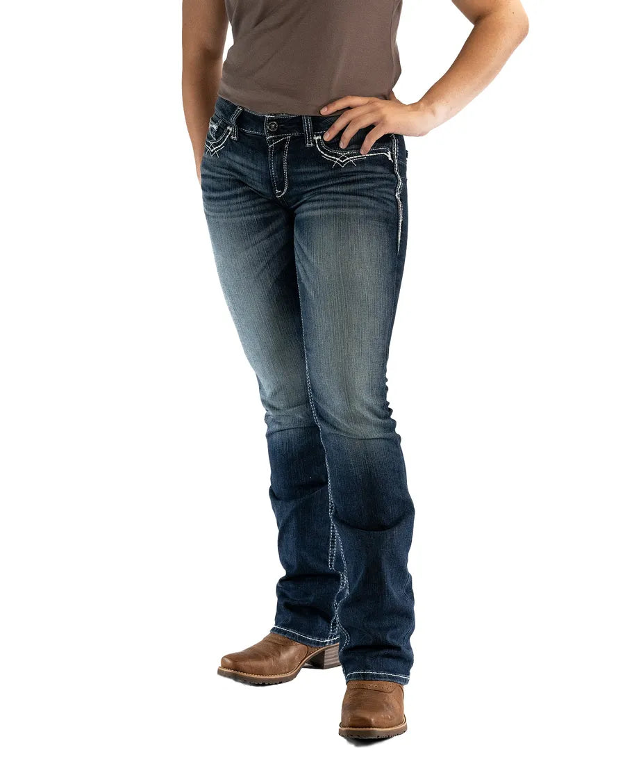 Mid Rise Stretch Entwined Boot Cut Jeans