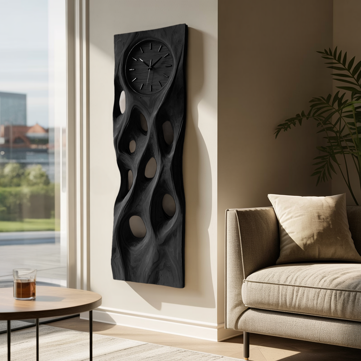 Minimalist Wood Wall Clock, Modern Silent Round Wooden Clock for Living Room - view 4