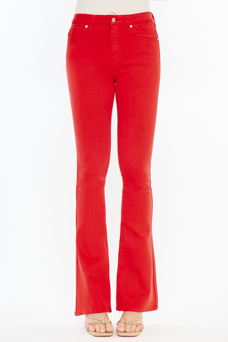 Women's High Rise Red Bootcut Jeans - Ami