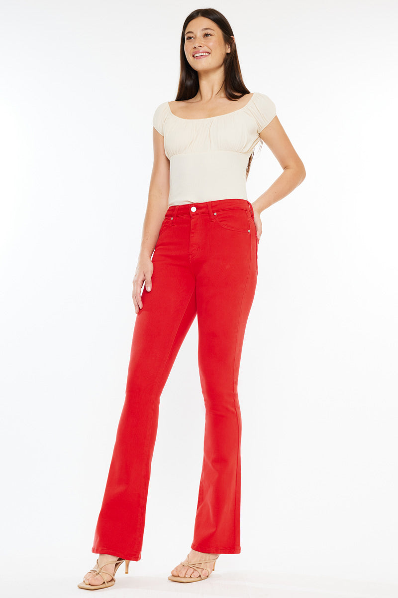 Women's High Rise Red Bootcut Jeans - Ami