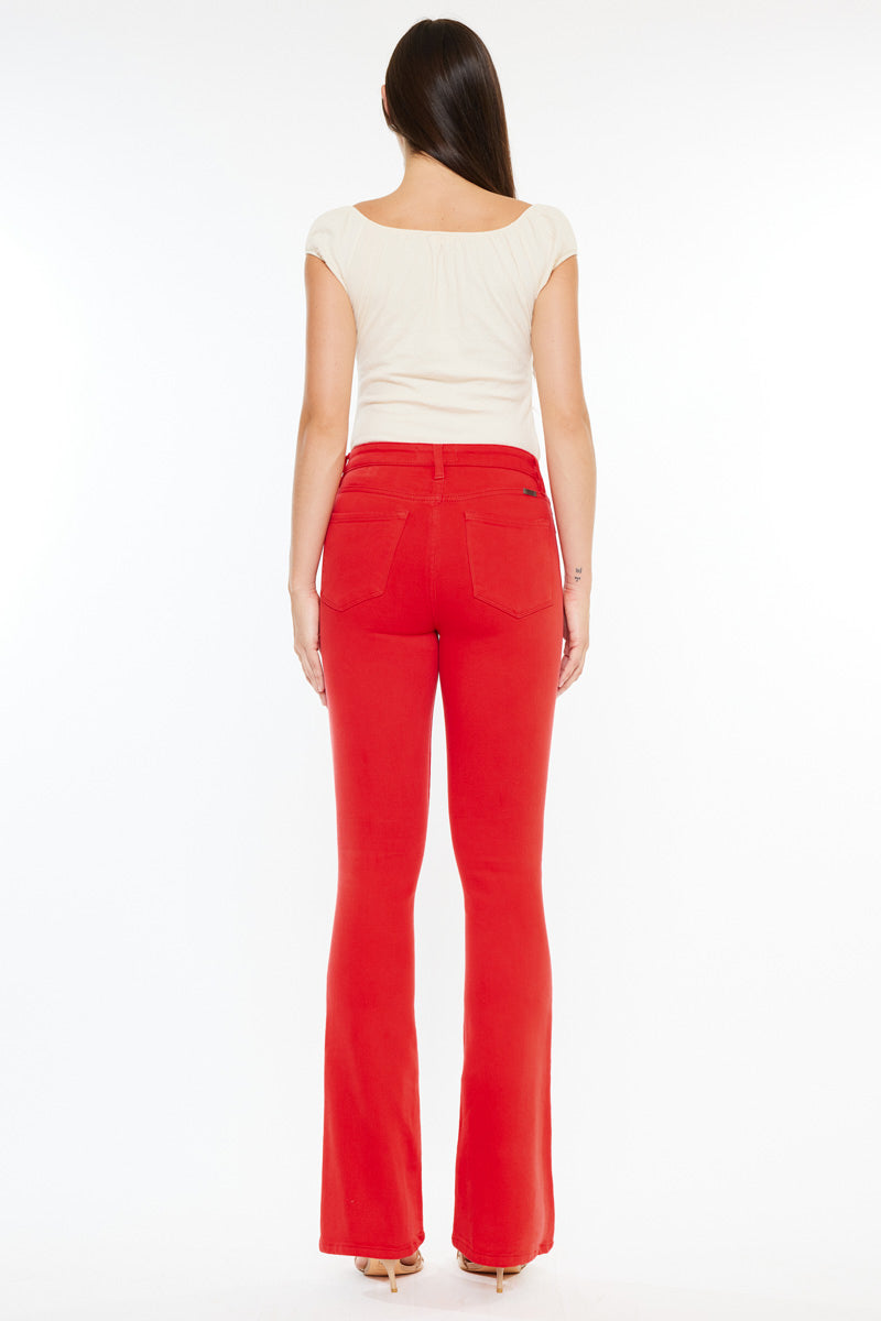Women's High Rise Red Bootcut Jeans - Ami