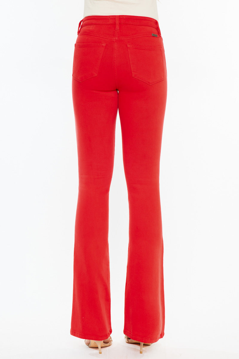 Women's High Rise Red Bootcut Jeans - Ami