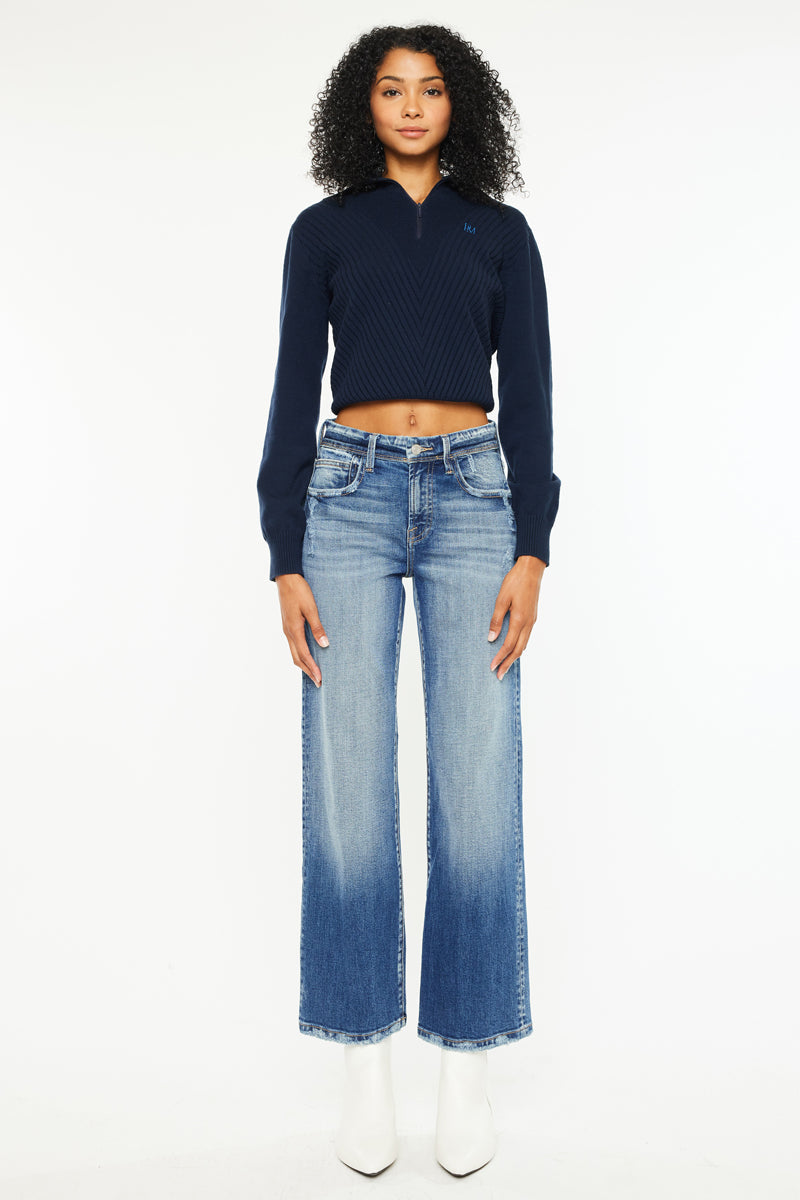 Women's High Rise Slim Wide Leg Jeans - Angela