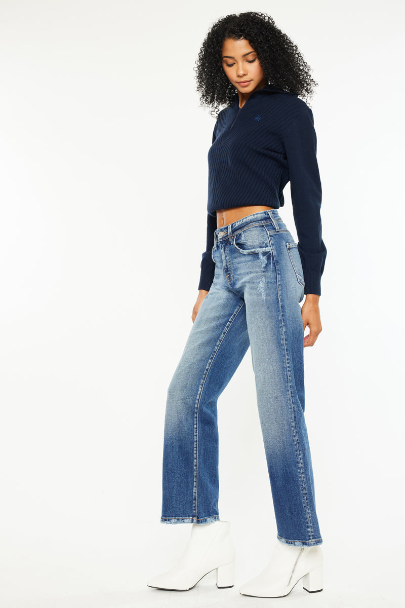 Women's High Rise Slim Wide Leg Jeans - Angela
