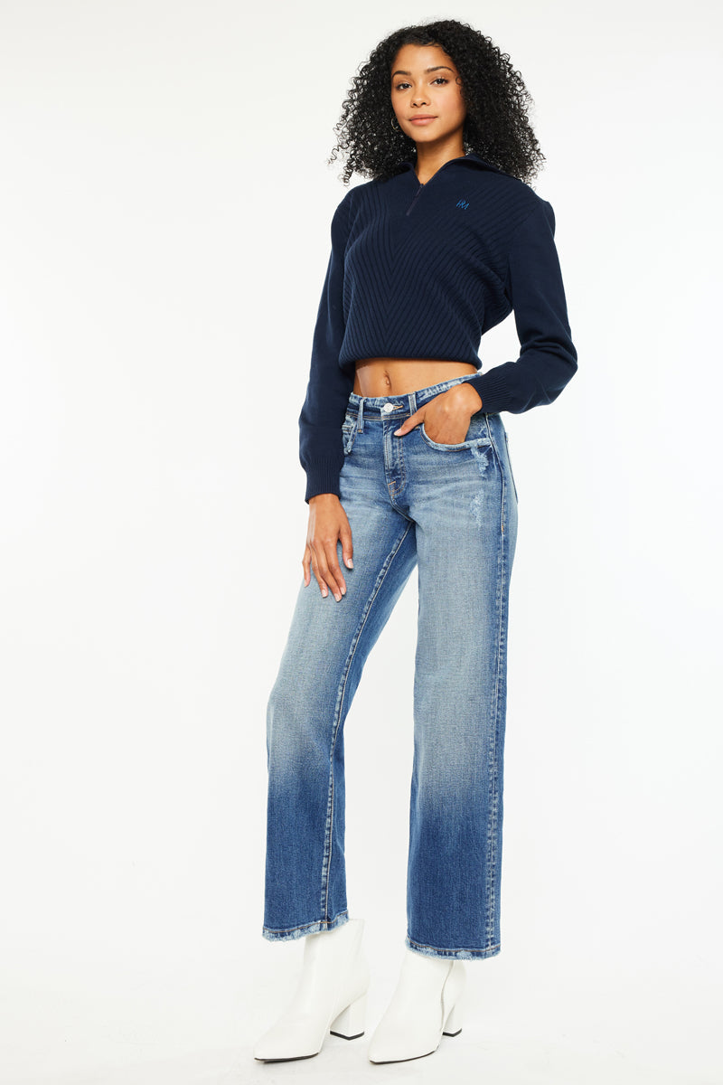 Women's High Rise Slim Wide Leg Jeans - Angela