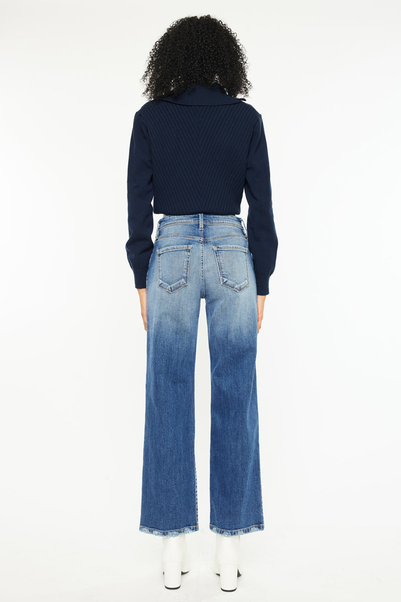Women's High Rise Slim Wide Leg Jeans - Angela