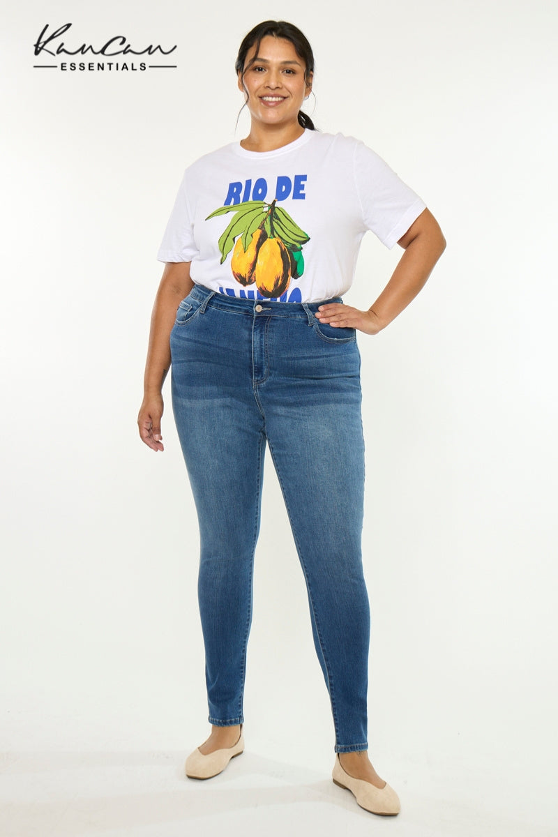 Women's Plus Size High Rise Super Skinny Jeans - Bluebird