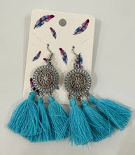 Load image into Gallery viewer, SILVER &amp; TURQUOISE DANGLE EARRINGS
