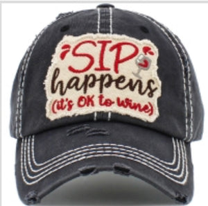 Sip Happens Wine Baseball Cap