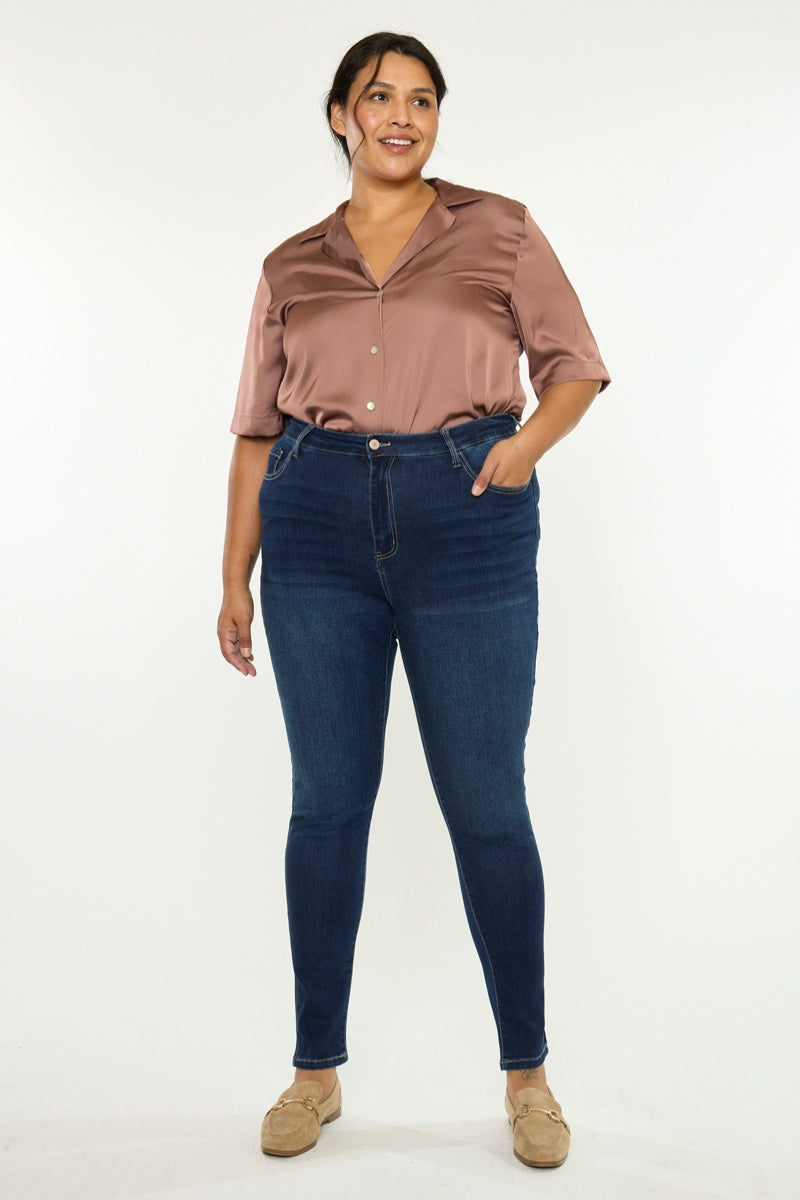 Women's Plus Size High Rise Super Skinny Jeans - Bluebird