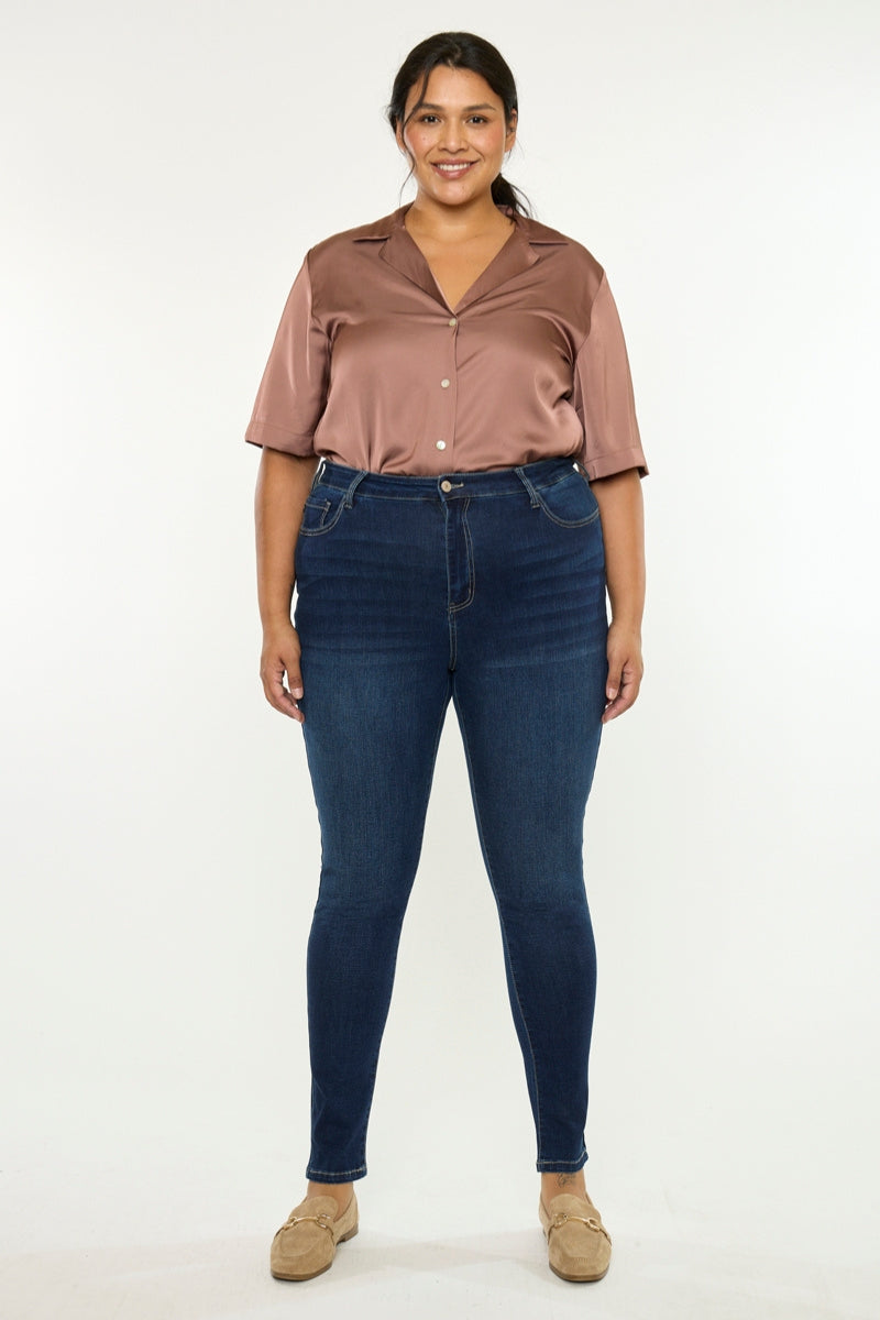 Women's Plus Size High Rise Super Skinny Jeans - Bluebird