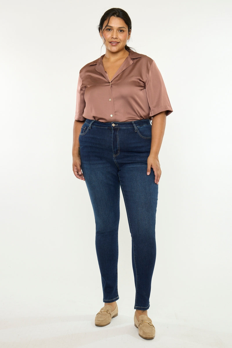 Women's Plus Size High Rise Super Skinny Jeans - Bluebird