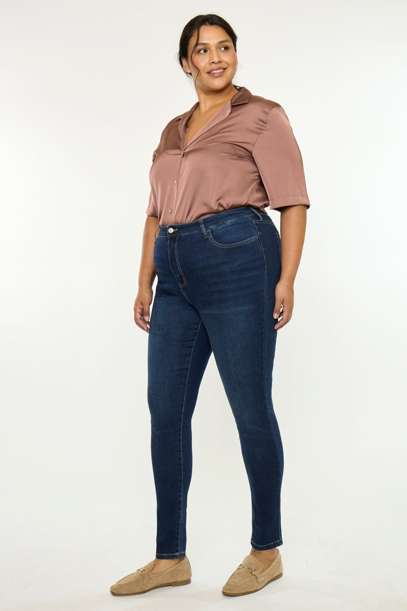 Women's Plus Size High Rise Super Skinny Jeans - Bluebird