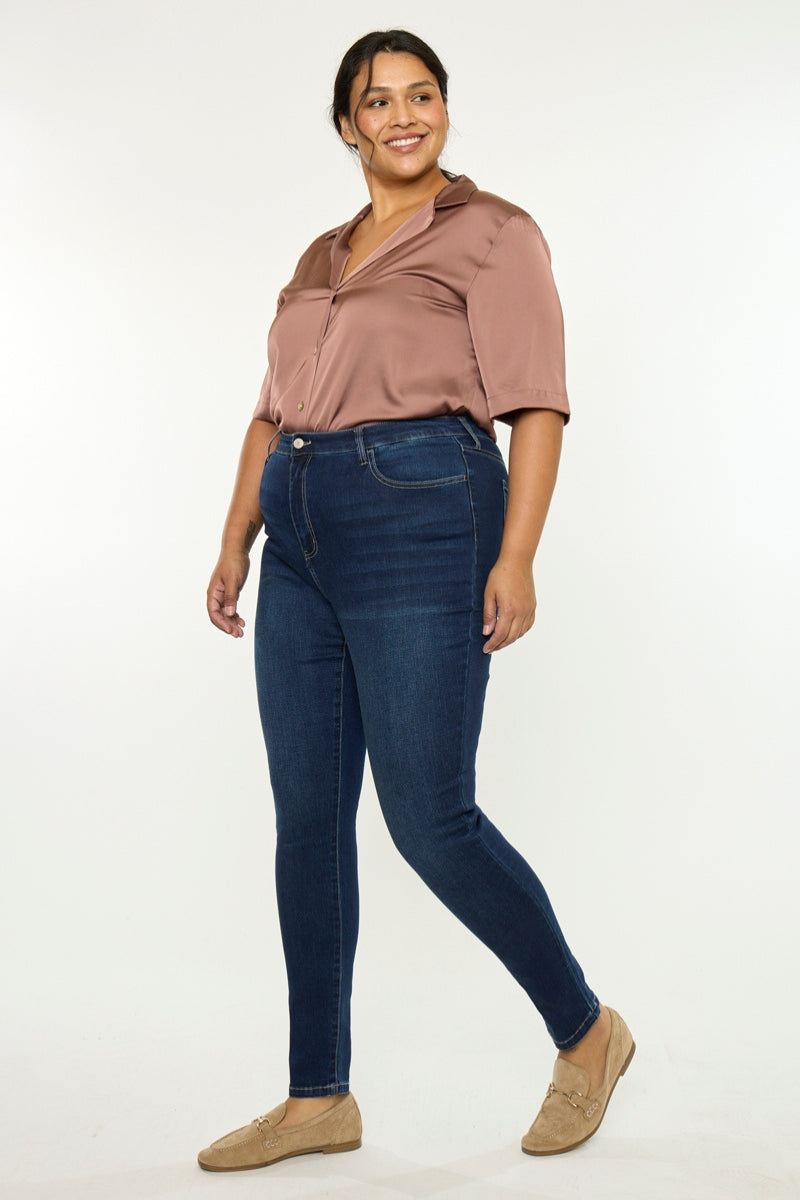 Women's Plus Size High Rise Super Skinny Jeans - Bluebird