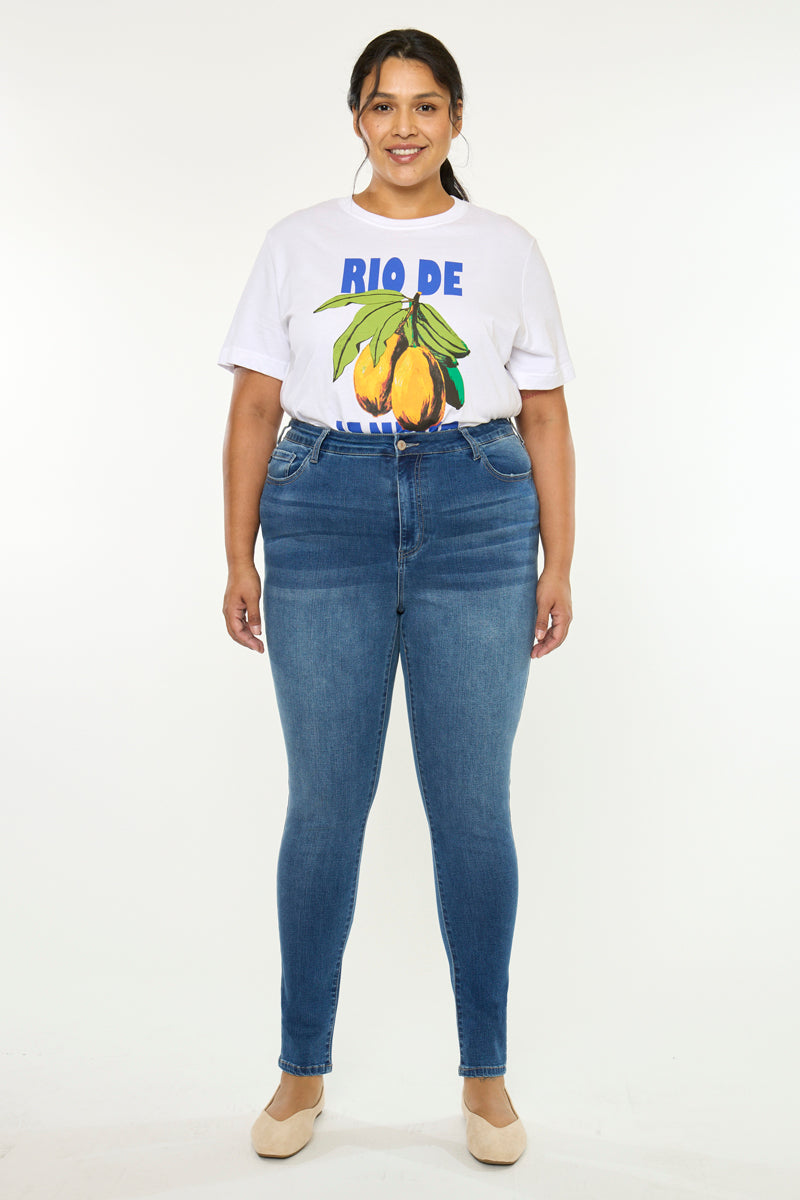 Women's Plus Size High Rise Super Skinny Jeans - Bluebird