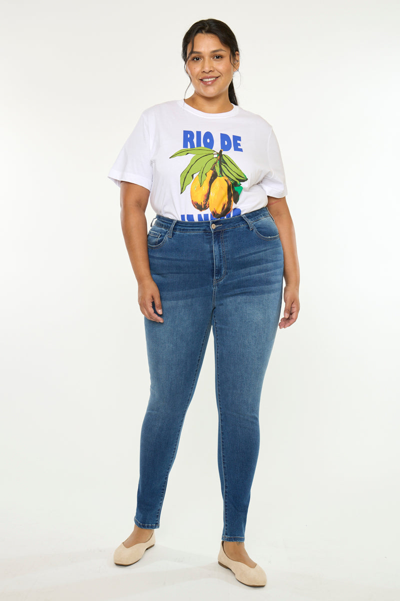 Women's Plus Size High Rise Super Skinny Jeans - Bluebird