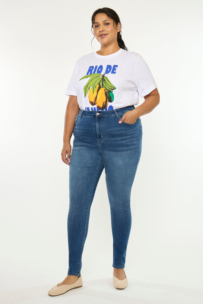 Women's Plus Size High Rise Super Skinny Jeans - Bluebird