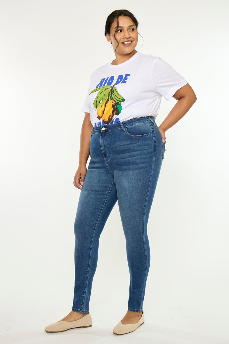 Women's Plus Size High Rise Super Skinny Jeans - Bluebird