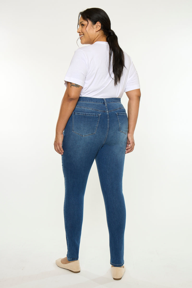 Women's Plus Size High Rise Super Skinny Jeans - Bluebird