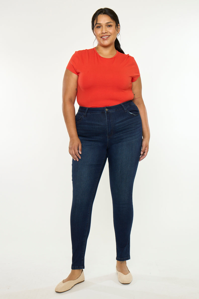 Women's Plus Size High Rise Super Skinny Jeans - Bluebird
