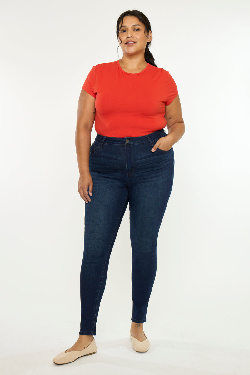 Women's Plus Size High Rise Super Skinny Jeans - Bluebird