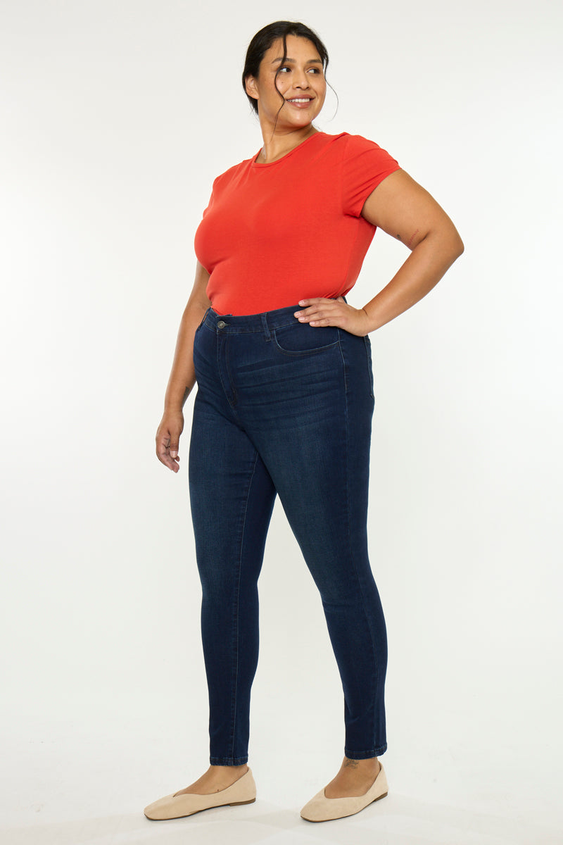 Women's Plus Size High Rise Super Skinny Jeans - Bluebird