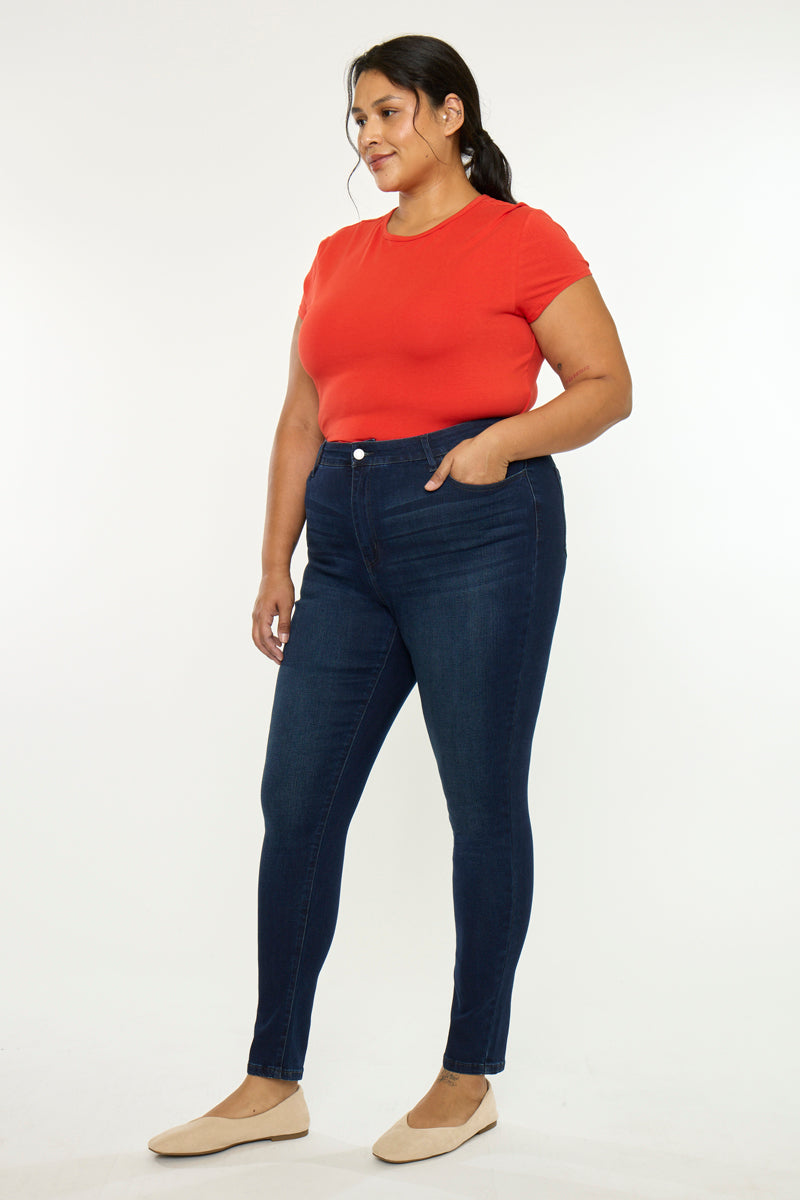Women's Plus Size High Rise Super Skinny Jeans - Bluebird