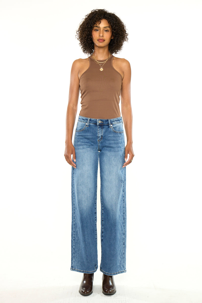 Women's Mid Rise Wide Leg Jeans - Angelique