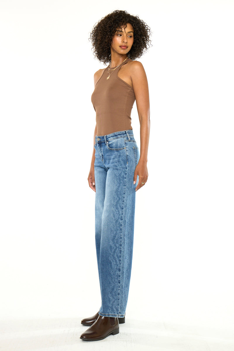Women's Mid Rise Wide Leg Jeans - Angelique