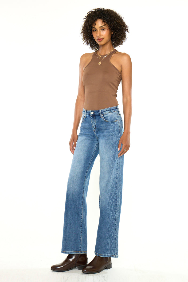 Women's Mid Rise Wide Leg Jeans - Angelique