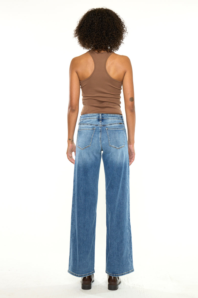 Women's Mid Rise Wide Leg Jeans - Angelique