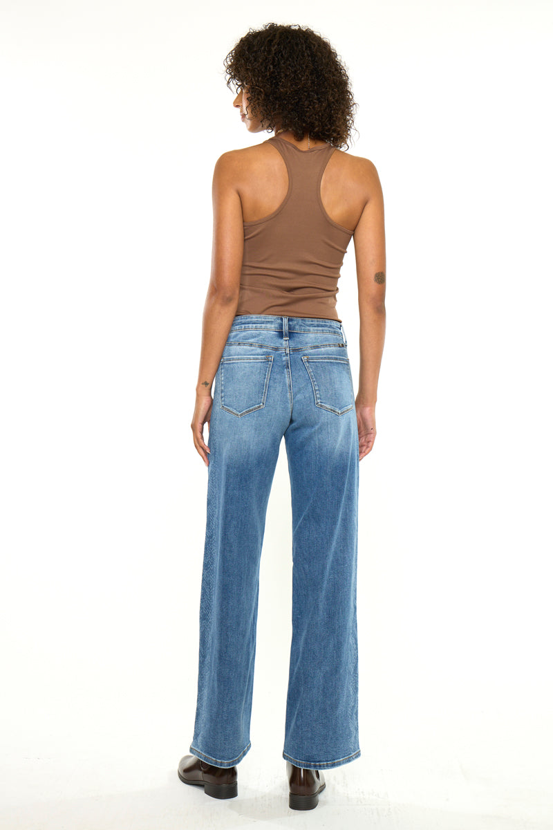 Women's Mid Rise Wide Leg Jeans - Angelique