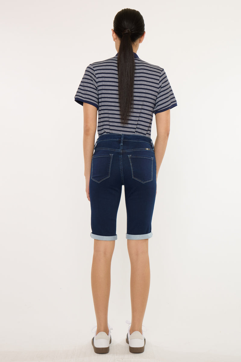 Women's Mid Rise Bermuda Bermuda Denim Shorts - Blanco