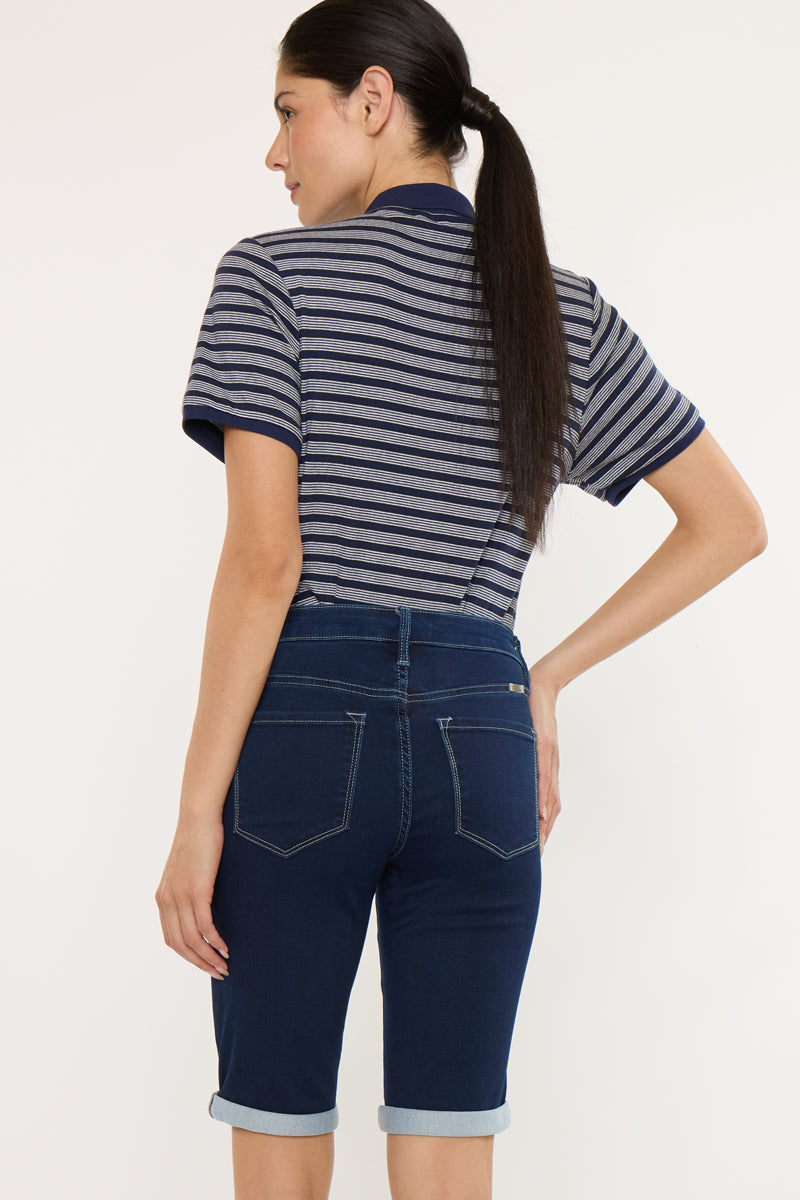 Women's Mid Rise Bermuda Bermuda Denim Shorts - Blanco