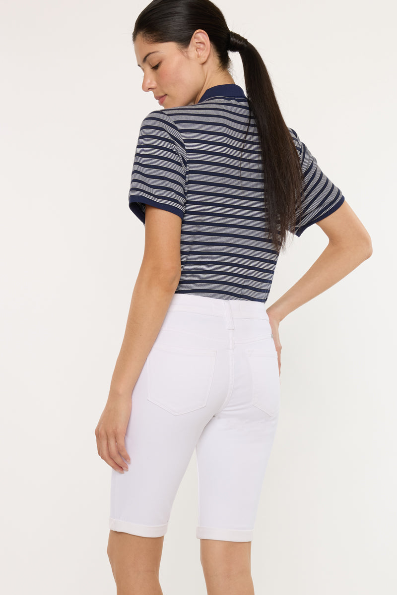Women's Mid Rise Bermuda Bermuda Denim Shorts - Berry