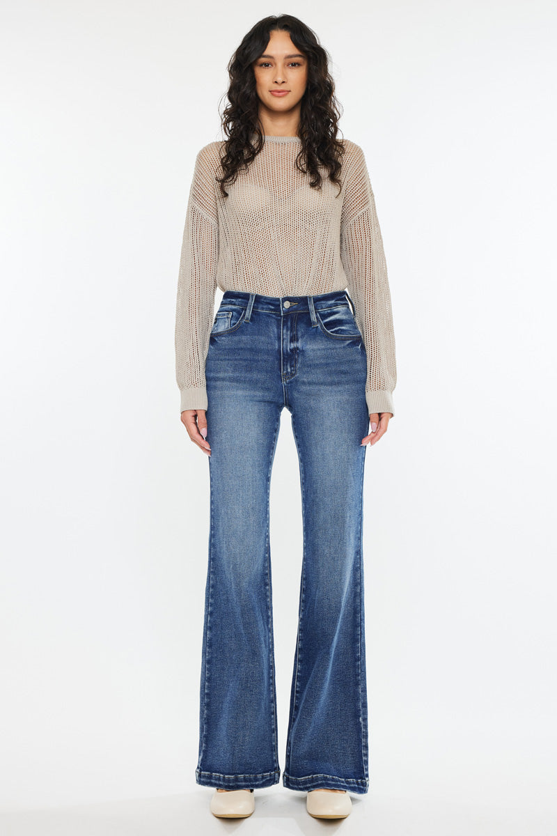 Women's High Rise Wide Leg Flare Jeans - Avonlea