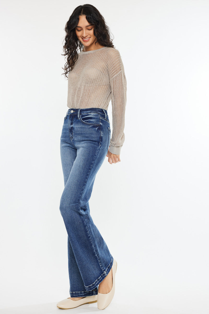 Women's High Rise Wide Leg Flare Jeans - Avonlea