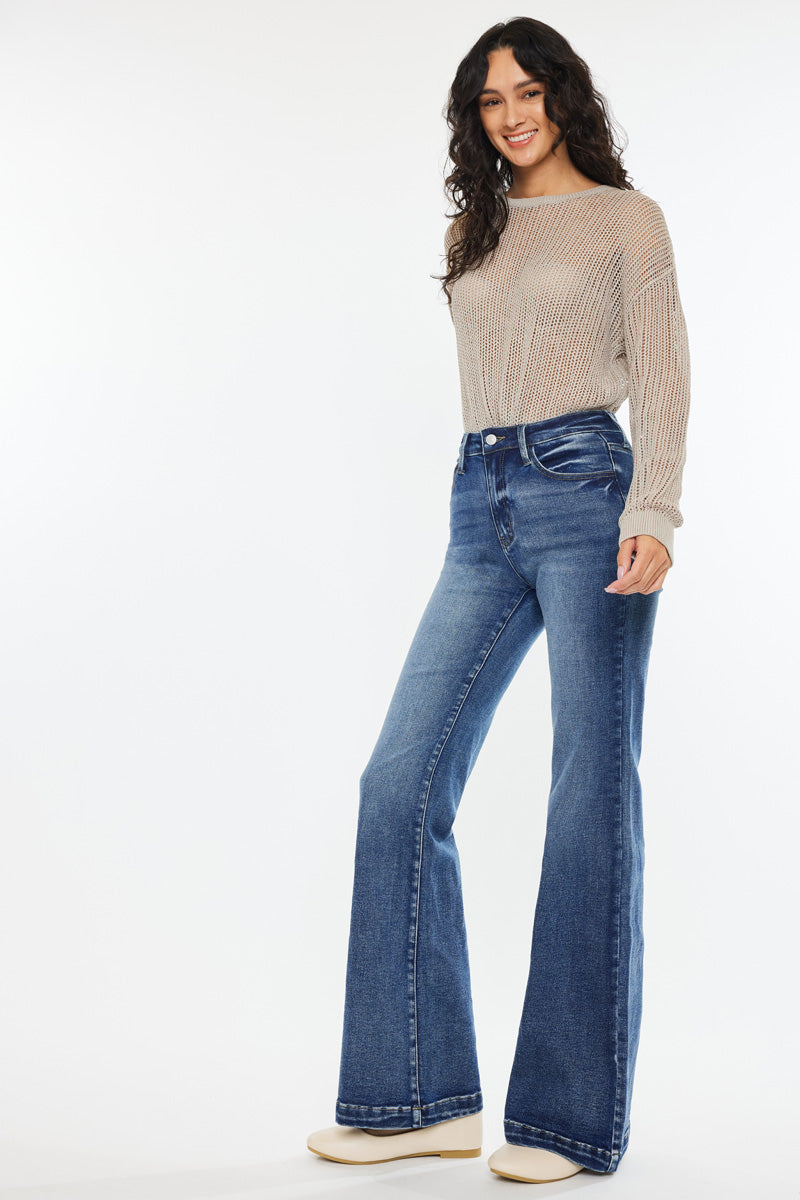 Women's High Rise Wide Leg Flare Jeans - Avonlea