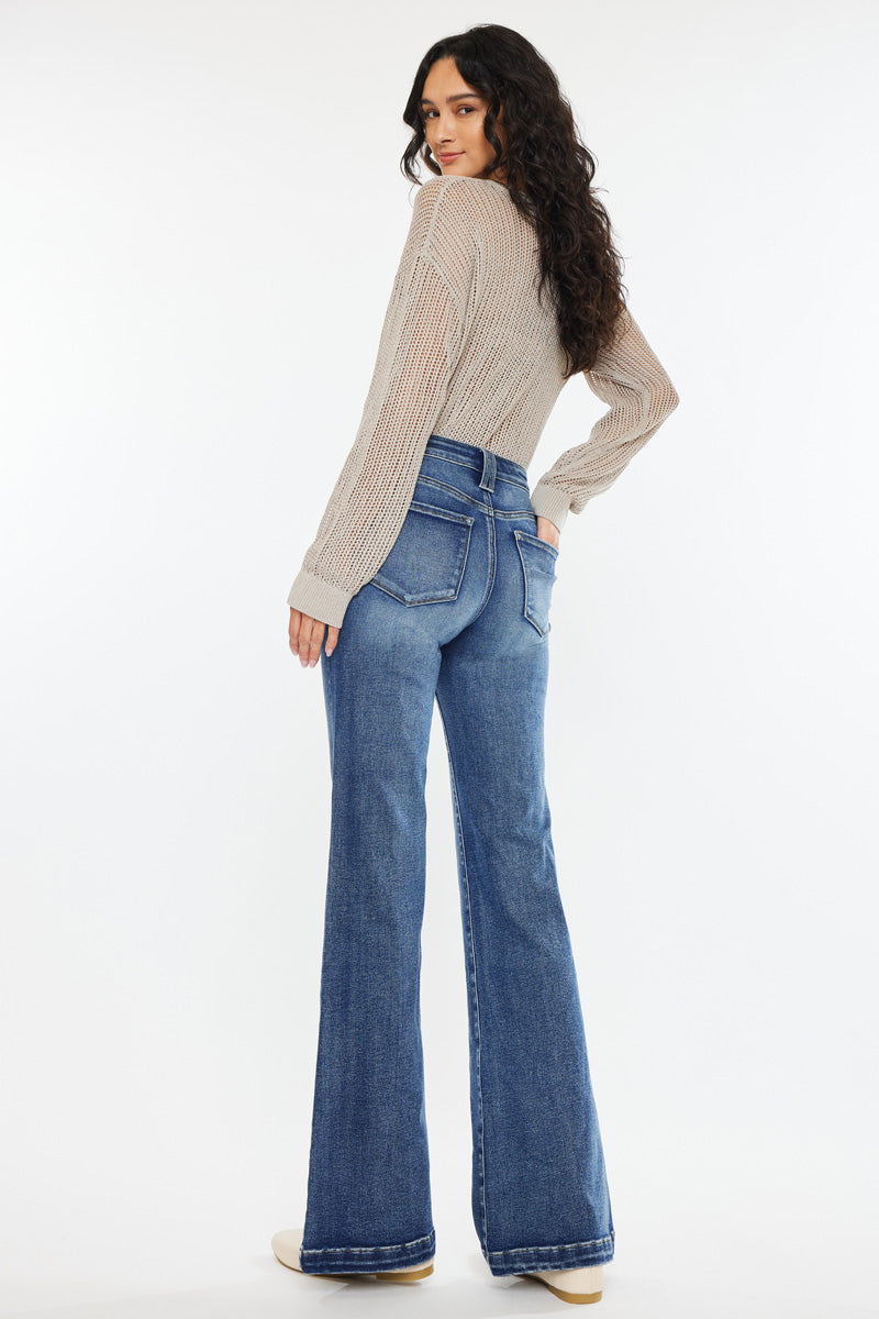 Women's High Rise Wide Leg Flare Jeans - Avonlea