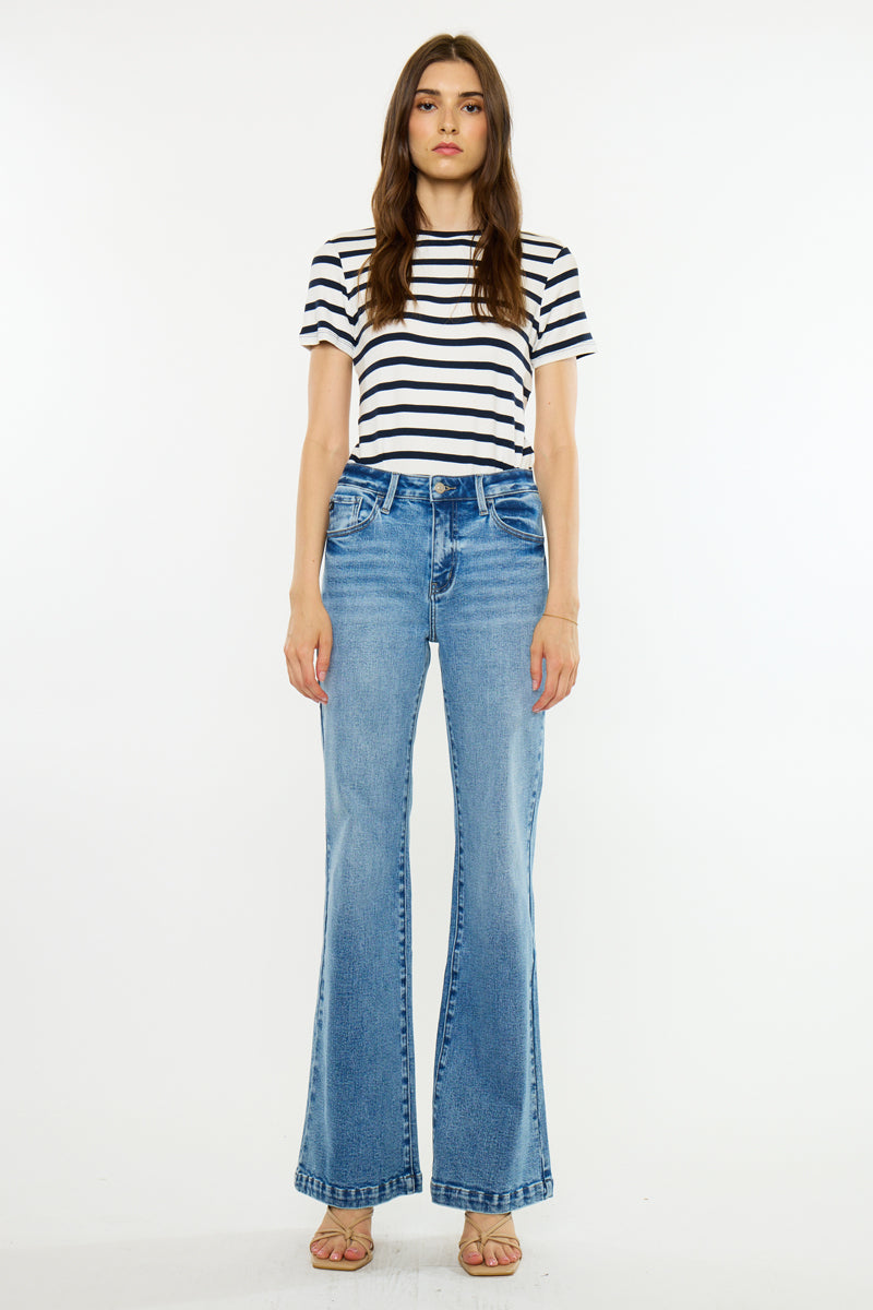 Women's High Rise Wide Leg Flare Jeans - Avonlea