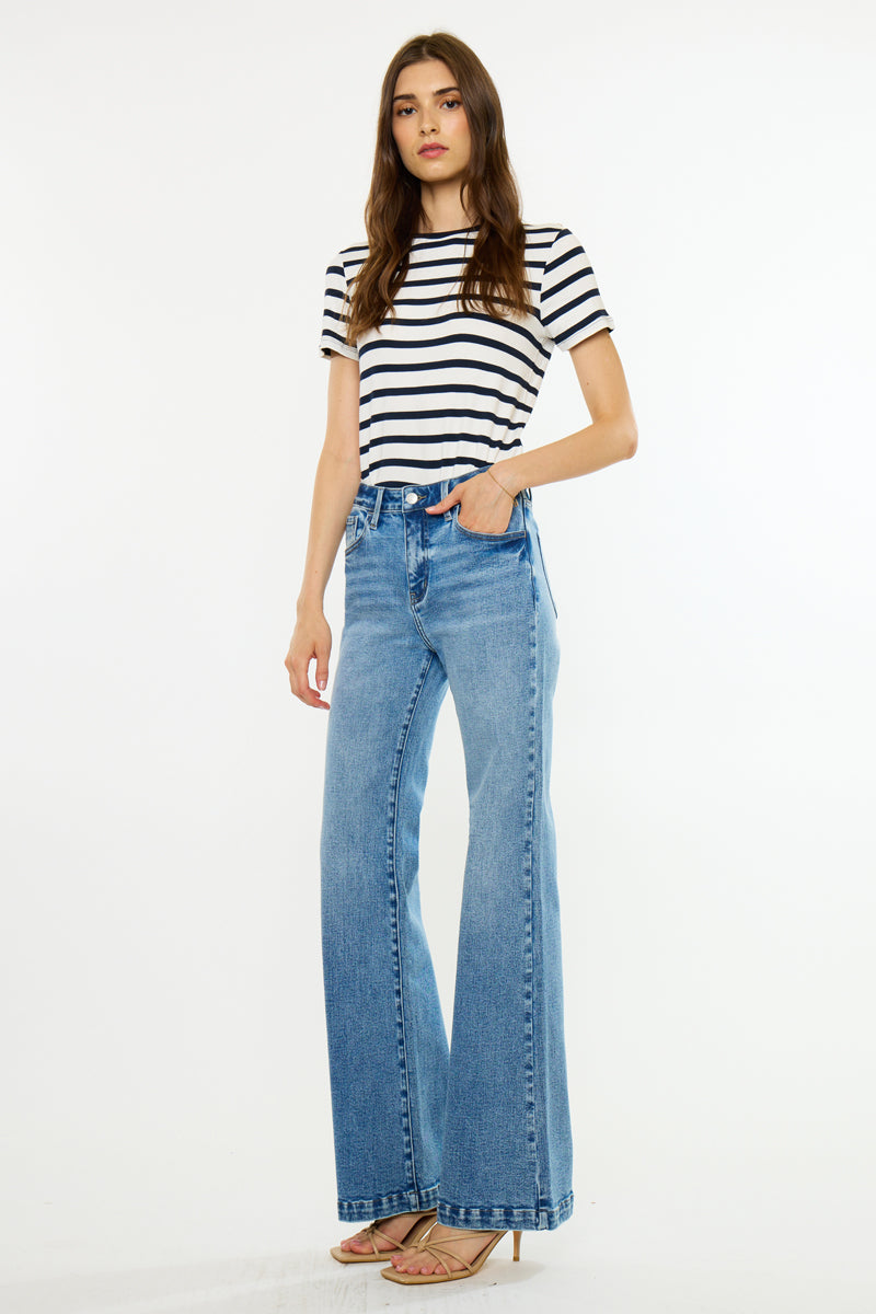 Women's High Rise Wide Leg Flare Jeans - Avonlea