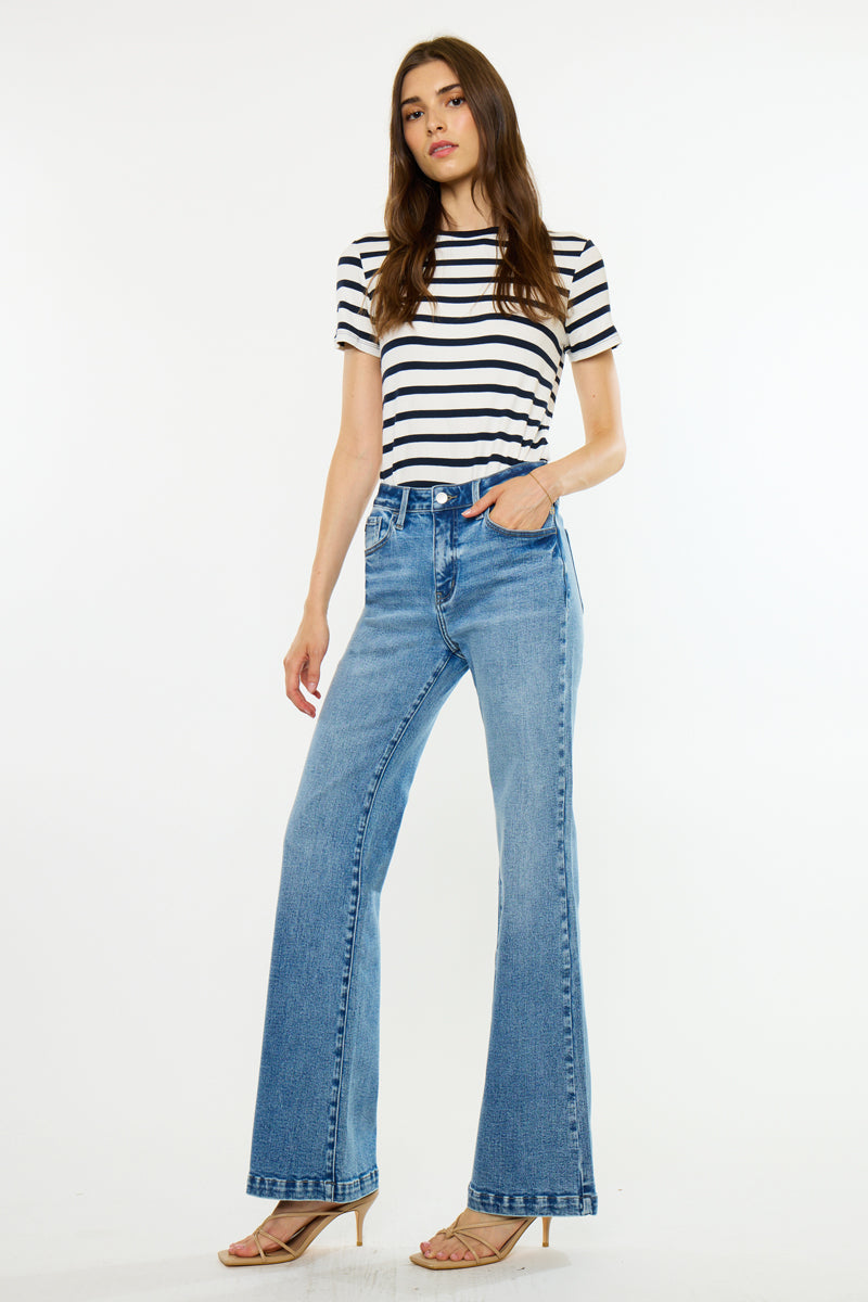 Women's High Rise Wide Leg Flare Jeans - Avonlea