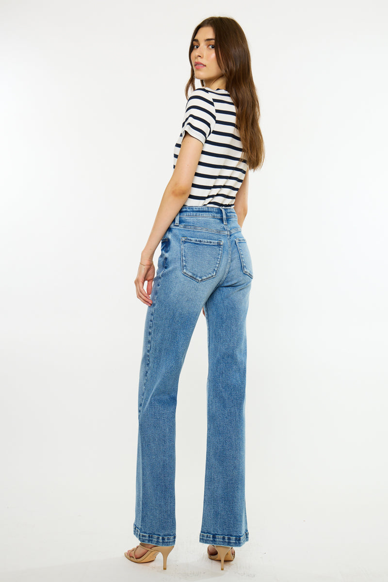 Women's High Rise Wide Leg Flare Jeans - Avonlea